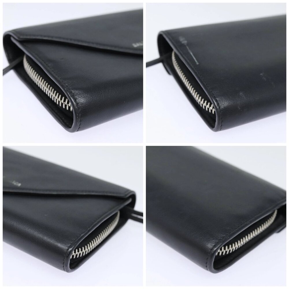 BALENCIAGA Paper Manny Long Wallet Leather Black Silver - Picture 15 of 15